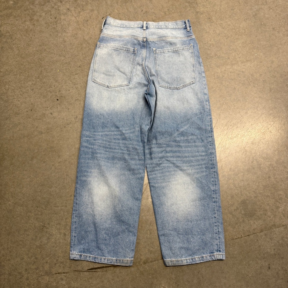 H&M Baggy Loose Fit Jeans Light Wash Blue Denim Wide Leg 32/32 Mens 3564